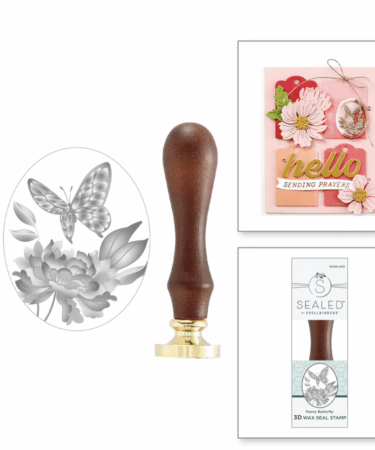 SPELLBINDERS PEONY BUTTERFLY WAX SEAL STAMP FROM THE SEALED 3D BOTANICAL COLLECTION