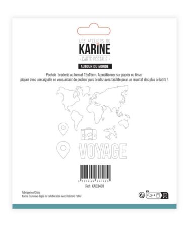 Les Ateliers de Karine - Collezione Carte Postale - Pochoir Broderie - Autour du Monde