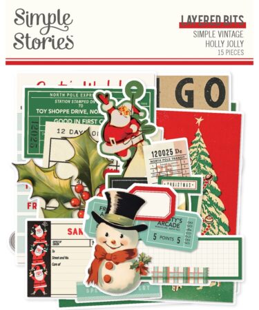 SIMPLE STORIES - Collezione  SIMPLE VINTAGE HOLLY JOLLY - Layered Bits & Pieces