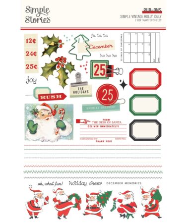 SIMPLE STORIES - Collezione  SIMPLE VINTAGE HOLLY JOLLY - Rub Ons