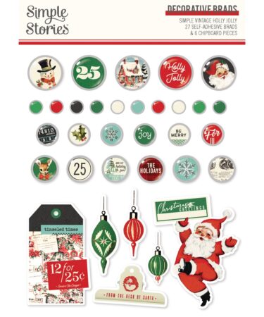 SIMPLE STORIES - Collezione  SIMPLE VINTAGE HOLLY JOLLY - Decorative Brads