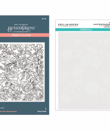 Spellbinders - WINTER ROSE BACKGROUND BETTERPRESS AND STENCIL BUNDLE