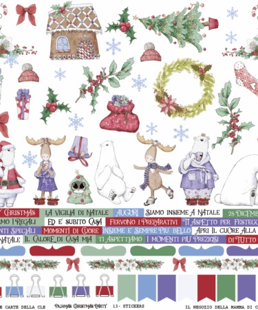 IL NEGOZIO DELLA MAMMA DI CLE – GLI ABBELLIMENTI DELLA CLE– COLLEZIONE  PAJAMAS CHRISTMAS PARTY  -STICKERS 12X12