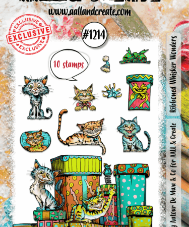 AALL & CREATE - #1214 - A6 Stamp Set - Ribboned Whisker Wonders