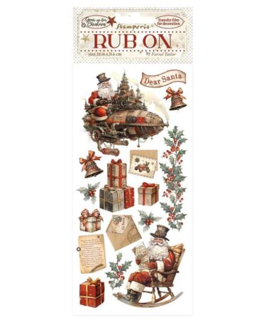 STAMPERIA - COLLEZIONE GEAR UP FOR CHRISTMAS -Rub-On 4"X8.5"  Santa Claus