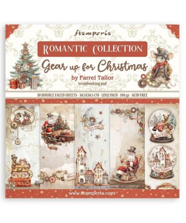 STAMPERIA - COLLEZIONE GEAR UP FOR CHRISTMAS -Double-Sided Paper Pad 12"X12" 10/Pkg