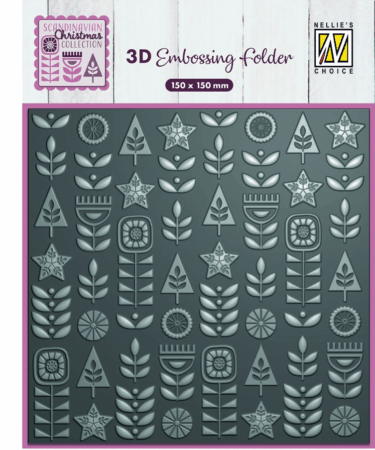 Nellie's Choice • 3D Embossing folder - Scandinavian Flowers