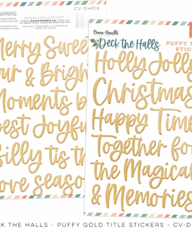 COCOA VANILLA - COLLEZIONE DECK THE HALLS  - PUFFY GOLD TITLE STICKERS