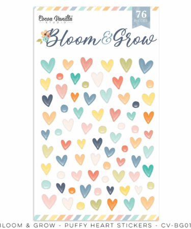 COCOA VANILLA - COLLEZIONE BLOOM & GROW - PUFFY HEART STICKERS