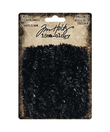 Idea-Ology Black Tinsel Trimmings 4yd Halloween
