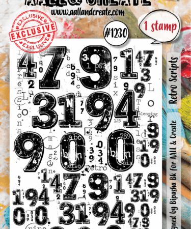 AALL & CREATE - Stamp Set A7 - Retro Scripts #1230