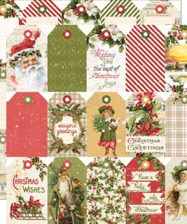 SIMPLE STORIES – Collezione SIMPLE VINTAGE YULETIDE –  Carta patterned 12x12 - Tag Elements