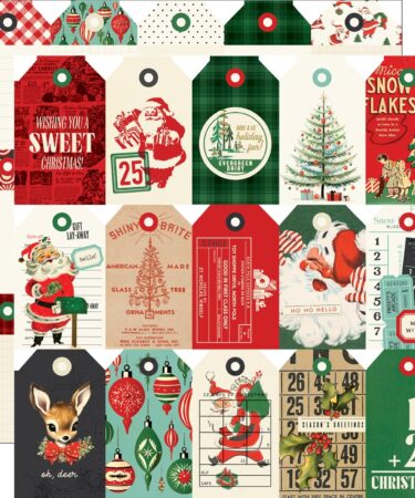 SIMPLE STORIES – Collezione SIMPLE VINTAGE HOLLY JOLLY –  Carta patterned 12x12 - Tags Elements