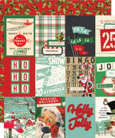 SIMPLE STORIES – Collezione SIMPLE VINTAGE HOLLY JOLLY –  Carta patterned 12x12 - 3x4 Elements