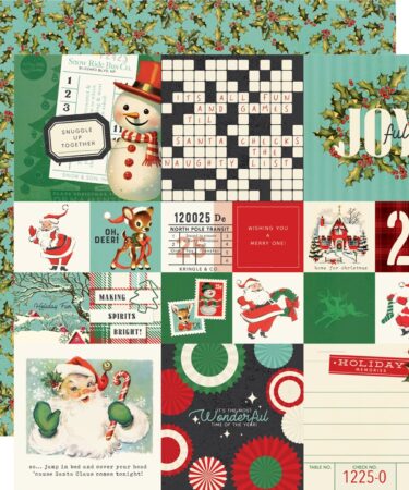 SIMPLE STORIES – Collezione SIMPLE VINTAGE HOLLY JOLLY –  Carta patterned 12x12 - 2x2/4x4 Elements