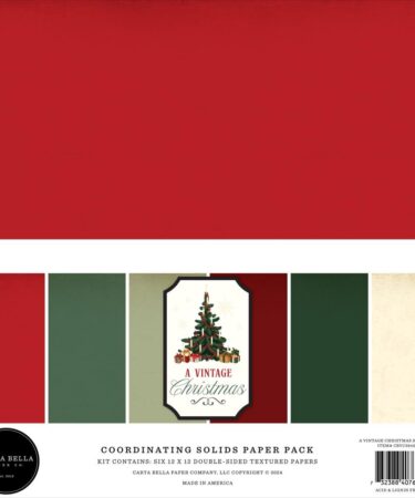 Carta Bella - Collezione  A Vintage Christmas 12x12 Inch Coordinating Solids Paper Pack