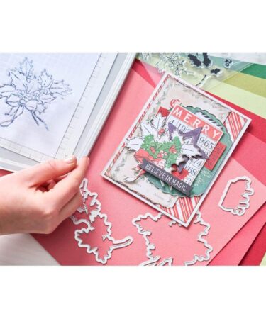 Alternative view of Sizzix Framelits Die w/Stamps by 49 and Market A5 Pencil Line Holly (12+5pcs)