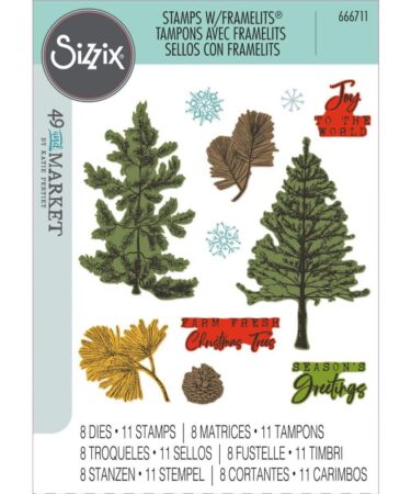 Sizzix Framelits Die w/Stamps by 49 and Market A5 Pine Holidays (16+5pcs)