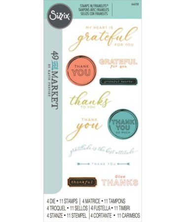 Sizzix Framelits Die w/Stamps by 49 and Market Thankful Sentiments (11+4pcs)