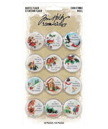 Idea-Ology Quote Flair Buttons 12/Pkg -Christmas