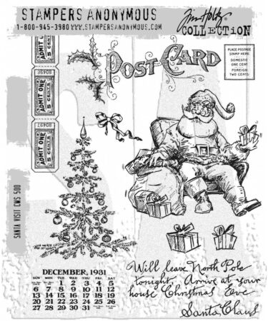 Tim Holtz Cling Stamps 7"X8.5" SANTA VISIT