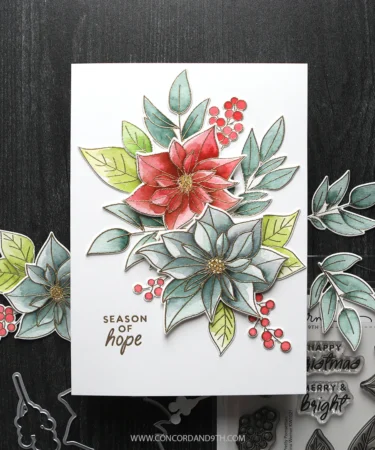 Alternative view of Concord & 9th - Pretty Poinsettias Stamp Set (6 x 8)
