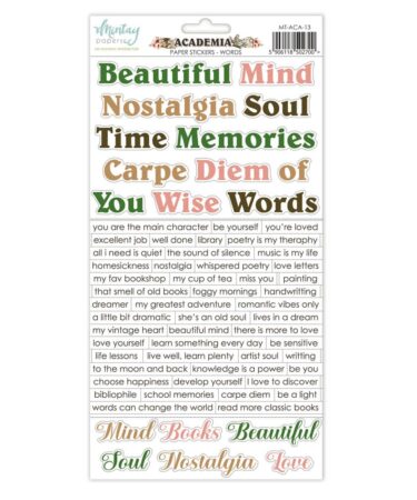 MINTAY -  Collezione ACADEMIA - Paper Stickers - Words (6"x12")