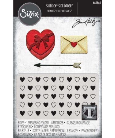 Sizzix Sidekick Texture Fades Dies + Embossing Folder By Tim Holtz - Valentines
