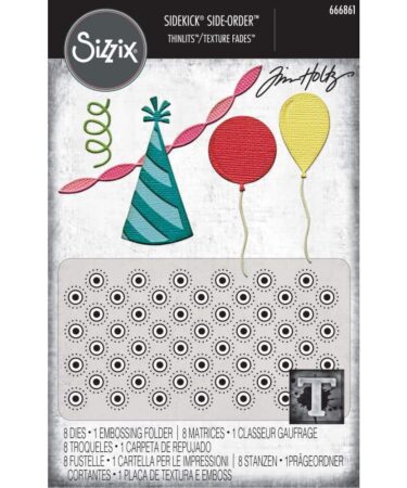 Sizzix Sidekick Texture Fades Dies + Embossing Folder By Tim Holtz - Birthday