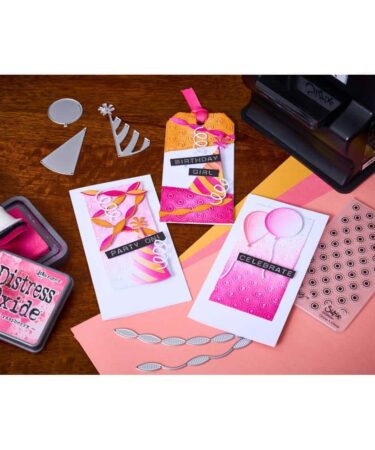 Alternative view of Sizzix Sidekick Texture Fades Dies + Embossing Folder By Tim Holtz - Birthday