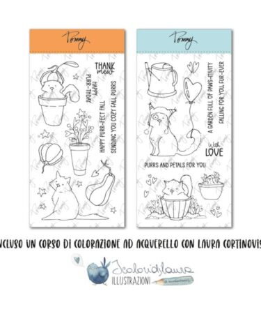 TOMMY ART - Bundle Tommy clear stamps – Laura Cortinovis – 2 Timbri + pochette + Corso colorazione ink extreme