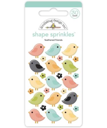 Doodlebug – Collezione Farmhouse  - Sprinkles Adhesive Enamel Shapes - Feathered Friends