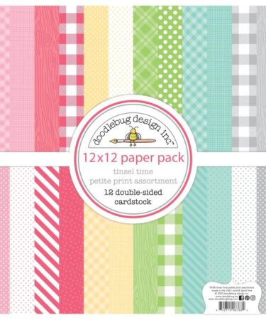 Doodlebug – Collezione Tinsel Time - Petite Prints Double-Sided Cardstock 12"X12" 12/Pk