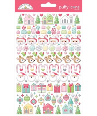 Doodlebug – Collezione Tinsel Time - Puffy Stickers Icons