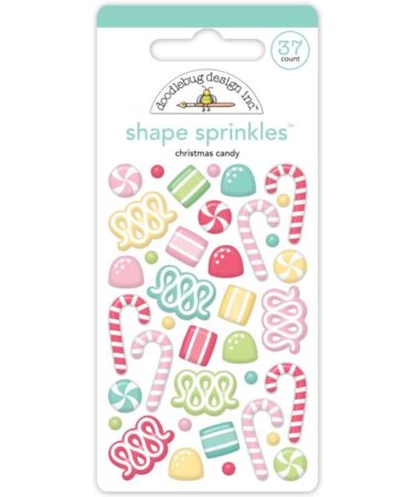 Doodlebug – Collezione Tinsel Time - Sprinkles Adhesive Enamel Shapes - Christmas Candy