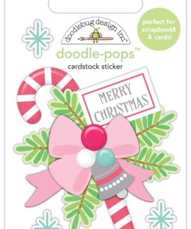 Doodlebug – Collezione Tinsel Time -Doodle-pops 3D Cardstock Sticker, Merry Christmas