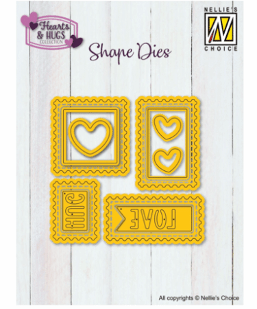 Nellie Snellen Shape Die Postal Stamps with Hearts
