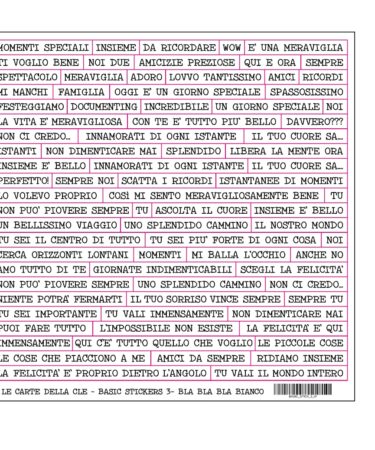 IL NEGOZIO DELLA MAMMA DI CLE- LE CARTE DELLA CLE - BASIC STICKER 3 - 6x6 white BLA BLA BLA BIANCO