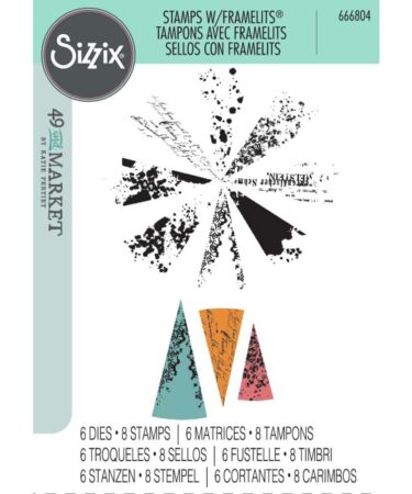 Sizzix A5 Clear Stamps W/Framelits Dies By 49 And Market - Build-A-Burst Artsy Lace Mix
