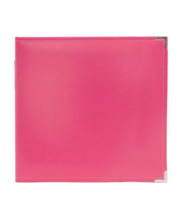 We R Memory Keepers - We R Classic Leather D-Ring Album 12"X12" - 5 Page protectors inclusi - Strawberry