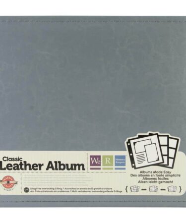 We R Memory Keepers - We R Classic Leather D-Ring Album 12"X12" -5 Page protectors inclusi -  Charcoal