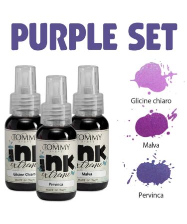 TOMMY ART - Purple set – 3 ink extreme 50ml – Malva – Glicine Chiaro – Pervinca + corso online