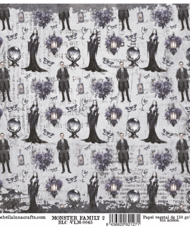BELLALUNA - PAPEL VELLUM 12x12 COLECCION MONSTER FAMILY 2