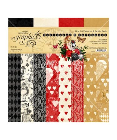 Graphic 45 Collection Pack 12"X12" - Patterns & Solids, Curiouser & Curiouser