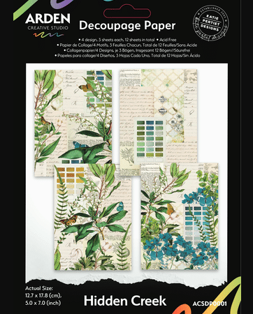 Arden Creative Studio - Designs Katie Pertiet-  Hidden Creek 5x7 Inch Decoupage Paper