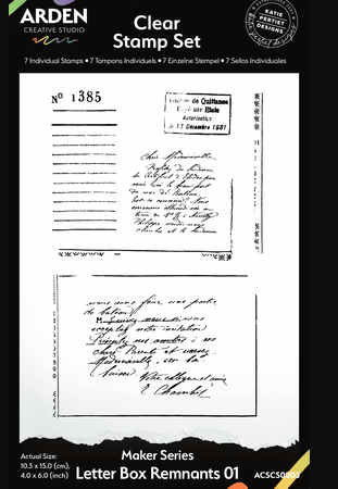 Arden Creative Studio - Designs Katie Pertiet- Maker Series 4x6 Inch Clear Stamp Set - Letter Box Remnants 01 (7pcs)