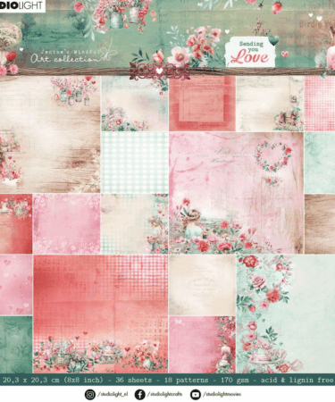 Studio Light • Jenine's Mindful Art Designer Paper Pad Sending You Love Backgrounds (20.3cmX20.3cm)
