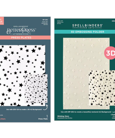 SPELLBINDERS - Wishing and Falling Stars 3D Embossing Folder and BetterPress Bundle