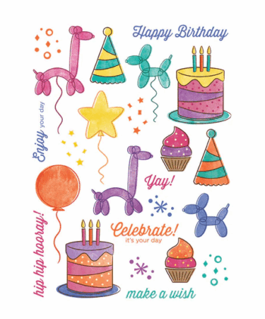 Hero Arts Birthday Party Hero Transfers (2 rub-on  6" x 8" )