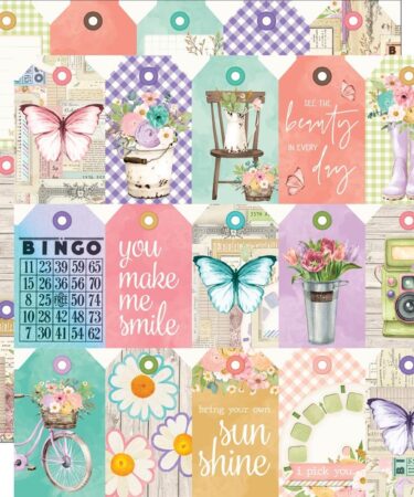 Simple Vintage Flower Shoppe Double-Cardstock 12"X12" - Tag Elements